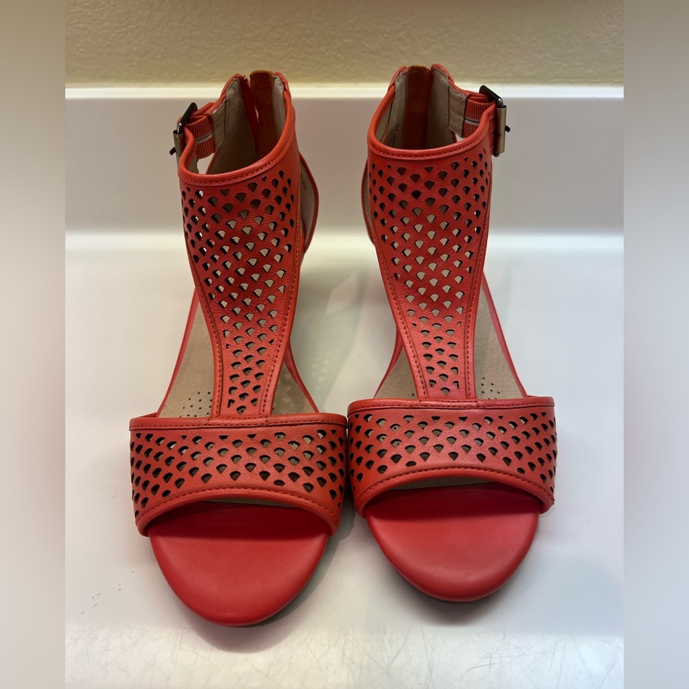 AEROSOLES Sapphire Orange Leather Sandals